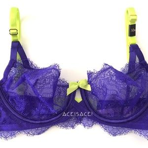 NWT*VERY SEXY FLORAL Unlined Demi Bra--NEON GREEN